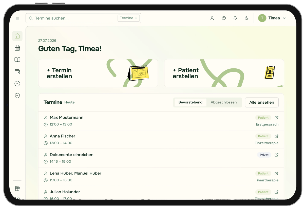 Novella geöffnet auf einem Tablet